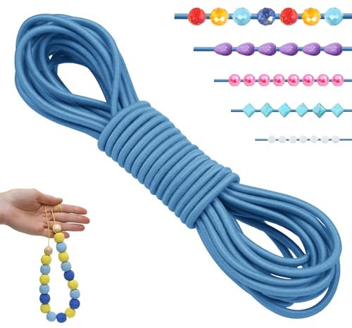 LEREATI Filo Elastico per Braccialetti Resistente 2.5mm x 5m Cordino Elastico Fili per Braccialetti, Cordoncino per Collane, Filo Elastico per Cucire Fai da Te Perline (Blu Cielo)