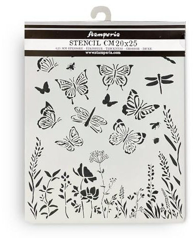 Stamperia - Thick Stencils for Scrapbooking, Albums, Card Making, Bullet Journalling and More, Butterflies, Flexible Material, Easy to Clean, Perfect for Hobbies, Crafts, and Gifting (Lavender)