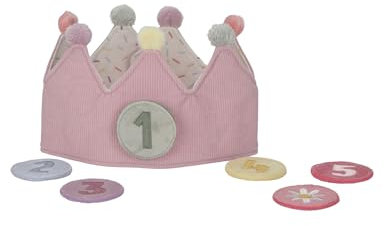 Little Dutch 4515 Stoffkrone/Geburtstagskrone mit austauschbaren Zahlen - rosa