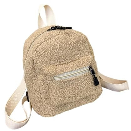 Baoblaze Plüsch Rucksack, Leicht, Weich, Schultertasche, Kompakter, Modischer Rucksack für Teenager, Khaki