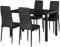 HOMCOM Conjunto de Comedor de Mesa y 4 Sillas 5 Piezas Juego de Muebles de Cocina Mesa Rectangular de Vidrio Templado y Sillas Tapizadas en PU con Patas de Metal Negro
