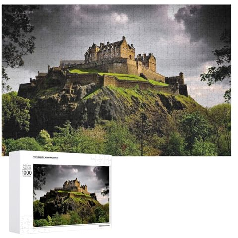 Jigsaw Puzzles for Adults Edinburgh Castle Scotland 1000 Pieces Wooden Jigsaw Puzzle for Adults and Kids Educational Puzzle Decorations Gift, Style-18