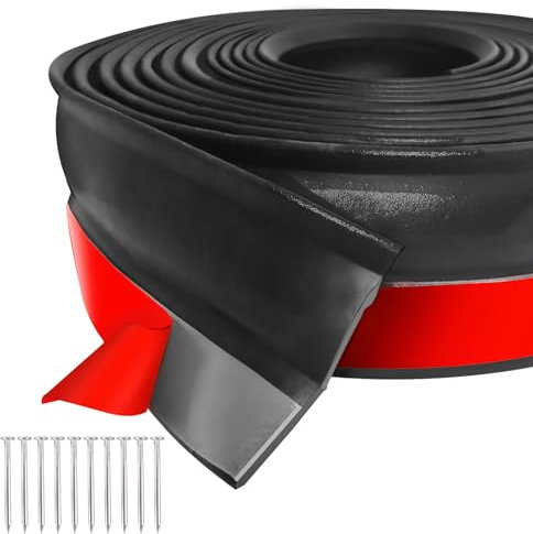 Guarnizione per porta del garage, 10 m, guarnizione in gomma superiore e laterale, resistente alle intemperie, universale, con chiodi