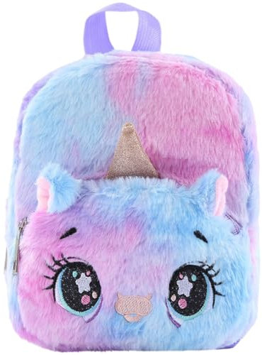 QWEPU Plüsch Einhorn Rucksack, Einhorn Plüsch Rucksack für Kinder, Große Augen Kindergarten Büchertasche, Taschen Doppel Schultertasche Einhörner Geschenke Kleinkind Rucksack für Jungen und Mädchen