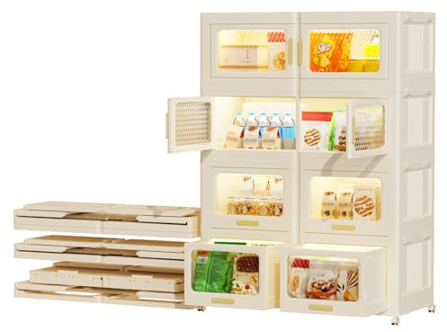 Heikoeco® Faltbarer Kleiderschrank, Mehrzweckschrank weiß mit 4 Fächern, Bücherregal aus hochwertigem Kunststoff, Küchenschrank für Wohnzimmer, Bad, Küche (2 Flügeltür + 2 Schublade)
