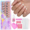 Falsche Nägel Tips Set - 150Stk Press on Nails Französische Kunstnägel, French Tip Fake Nails für Nägel Soft Gel Full Cover Nägel zum Aufkleben Natürliches & angenehmes Tragegefühl (Weiß Mandel)