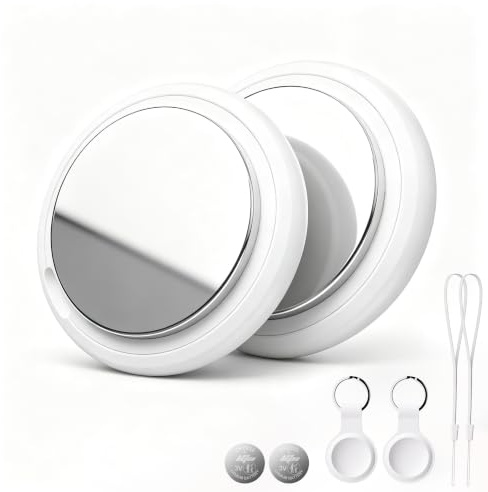 Bnlei Smart Air Tracker Tag kompatibel mit Apple Wo ist? (nur iOS) | Apple MFi-Zertifiziert, Inklusive Ersatzbatterie, Smart Tagg Finder für Schlüssel, Wallet, Koffer (Weiß, 2-Pack)