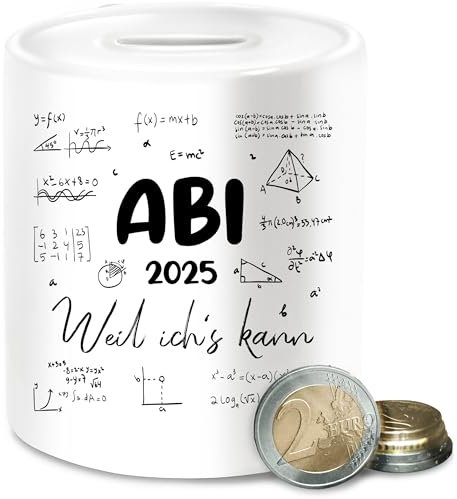 Spardose - Spardosen - Abi 2025 Weil ichs kann I Abschluss Geschenk Schule Geschenke Abitur Geschenke Abi Geschenk Ideen Abiturgeschenk lustig I Schulabschluss - Unisize - Weiß - geldgeschenk ich