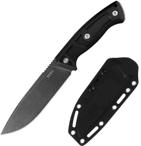 JEABROTHER Feste Messer G10 Griff und Kydex Hülle Outdoor EDC Camping, Wandern Handwerkzeuge (black grip)