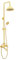 Golden Duschsystem mit Handbrause, Brausegarnitur mit 1.5m Schlauch, Messing & Rostfreier Stahl Duschset, 3 Strahlarten (Regenbrause, Handbrause, Wasserhahn)