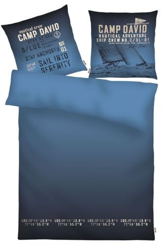 Herding Camp David Bettwäsche-Set, Wendemotiv, Kopfkissenbezug 80 x 80 cm, Bettbezug 135 x 200 cm, mit Reißverschluss, 100% Baumwolle/Renforcé, Mehrfarbig