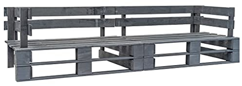 QZZCED Gartensofa aus Paletten, 2-Sitzer, Holz, grau, wetterfest, mit zeitlosem Design, für Terrasse oder Terrasse, solide Konstruktion und einfache Montage
