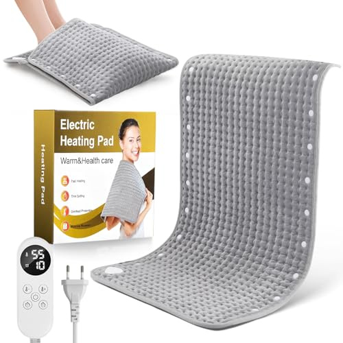 100 * 50 cm Heizkissen mit Abschaltautomatik, 2 in 1 wärmekissen elektrisch mit Temperaturen (25-55°C) & 1-12H Timer, Maschinenwaschbar, Heizdecke für Rücken Bauch Nacken Schulter Heizdecke