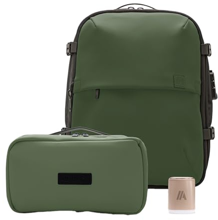 Airback Zaino Sottovuoto Viaggio FLEX con Pompa - 16-23L, Trasportare o Rotolare, Pompa a Vuoto, Zaino Bagaglio a Mano con Sottovuoto per Cabina, Leggero, Espandibile, Resistente All'acqua,Verde