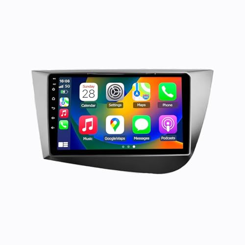 Radio para Automóvil con GPS para Seat Leon 2 MK2 Altea XL 2004-2015 Android 15 9 Pulgadas Portátil de Pantalla de Coche Lien Miroir para, 4 Core 2G+64G
