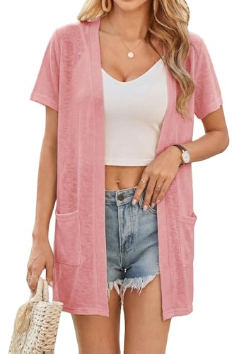 Totatuit Gilet Long Avec Poches Veste Kimono Et Parfait Pour La Plage Ou