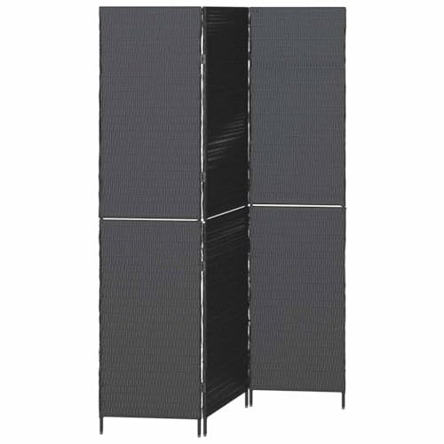 Raumteiler Schwarz faltbar 146 x 180 cm Poly-Rattan Paravent Sichtschutz freistehend für Wohnzimmer Schlafzimmer Büro als Stellwand und Trennwand zur Abtrennung und Privatsphäre
