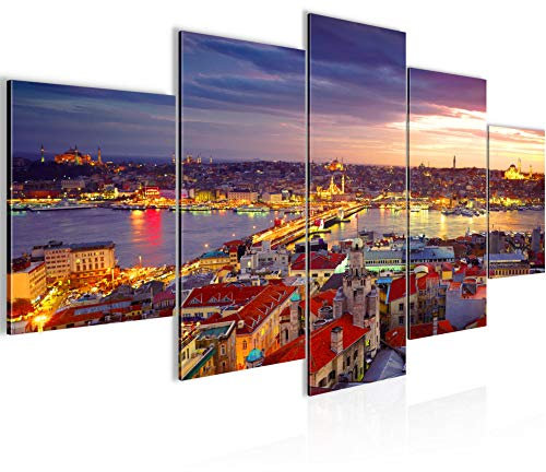 Runa Art - Bilder Istanbul Türkei 200 x 100 cm 5 Teilig XXL Wanddekoration Design Bunt 603151a