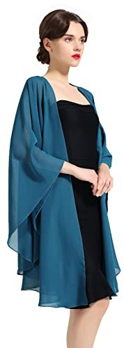 BEAUTELICATE Chiffon Schal Stola Bolero Damen Für Abendkleid Festlich Hochzeit Braut Frühling Sommer Jacke Blaugrün,Einheitsgröße