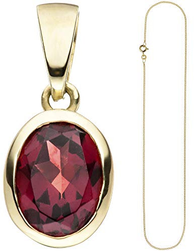 Jobo Damen-Anhänger aus 8 Karat 333 Gold mit Granat Oval mit Kette 45 cm