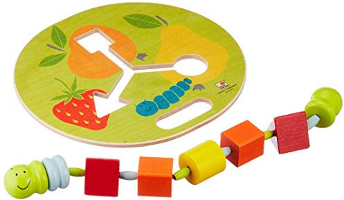 Selecta 62061 Fädelwurm, Motorikspielzeug aus Holz, 2+ Jahre