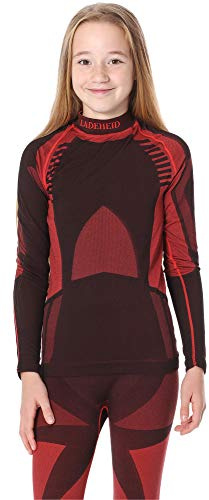 Ladeheid Kinder Mädchen Jungen Thermoaktives Langarm Shirt LASS0008 (Schwarz/Rot, 158-164)
