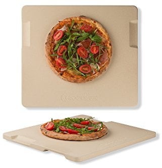 ROCKSHEAT Pizza Stone Bread Baking Stone for Oven and Grill Innovative Double-Sided Built-in Design with 4 Handles (35.5 x 40.6 x 1.7cm Rectangular)