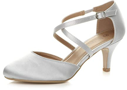 AJVANI Womens Ladies mid high Heel Strappy Crossover Wedding Evening Sandals Shoes Size