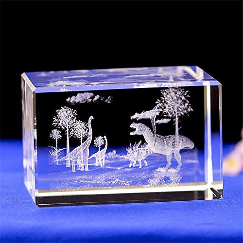 Uterstyle Dinosaurier-Figuren aus Kristallglas, 3D-Lasergravur, Dinosaurier-Statue, Kristallglas, mit Geschenkbox, 50 * 50 * 80mm