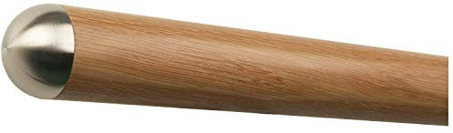 TIBU Eiche Holz Handlauf Geländer lackiert Ø 42 mm mit montierten Edelstahl Endstücken ohne Halter, Länge: 4100 mm / 410 cm / 4,1 m Enden: halbrunde Edelstahlkappe