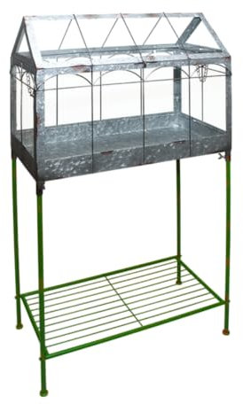 Esschert Invernadero de diseño con Soporte, 114 cm, Metal, Cristal, decoración de Flores pequeñas