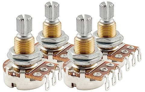 Musiclily Pro Messinggewinde Metrische Mini B500K Poti Split Shaft Linear Taper Potentiometers für E-Gitarre Bass (4er Set)
