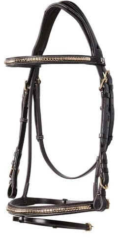 EQUESTRO Zaumzeug aus Messing ohne Zügel (Voll, dunkelbraun)