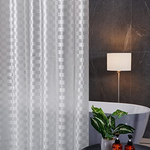 Furlinic Tenda Doccia Trasparente 180x240cm Antimuffa Impermeabile EVA Vasca da Bagno Rettangolo Con pietre sul fondo Con 12 ganci
