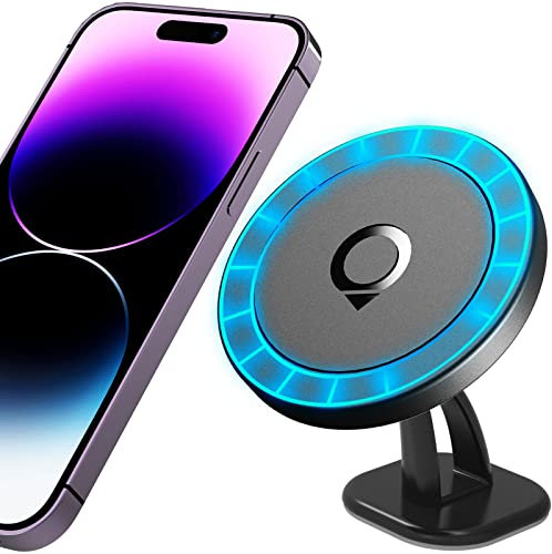 Quarble Compatibile con Mag Safe Car Mount Dashboard Magnetic 360 ° Regolabile Phone Holder Soft Rubber Front Compatibile con iPhone 16/15/14/13/12/ Pro/Pro Max Nessuna piastra metallica necessaria