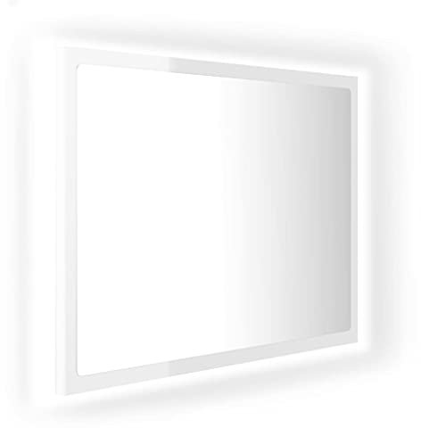 vidaXL LED Badspiegel Wandspiegel Badezimmerspiegel Lichtspiegel Spiegel Hängespiegel Bad Badezimmer Beleuchtung Hochglanz-Weiß 60x8,5x37cm Acryl