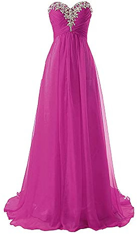 yhfshop Robe de Bal Robes de Demoiselle d'honneur Longue en Mousseline de Soie Une Ligne Robes de soirée Robes de soirée Formelles Robe de Bal-Deep Rose_54