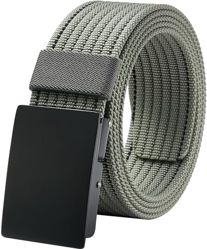 LionVII Gürtel für Herren mit Metallschnalle, Arbeitsgürtel Verstellbarer Tactical Military Stoffgürtel 130cm (Grau)