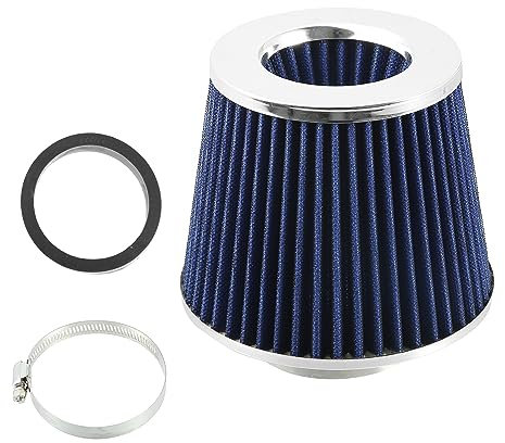 X AUTOHAUX 2,5 65mm Reductor Anillo Abrazadera en Seco Aire Filtro Plateado Tono Azul