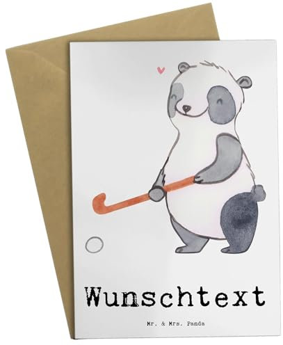 Mr. & Mrs. Panda Personalisierte Grußkarte Panda Hockey spielen - Personalisierte Geschenke, Sport, Feldhockey, Grußkarte als Geldgeschenk,