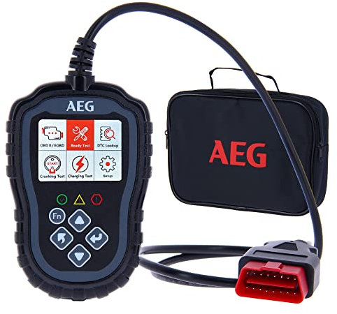 AEG 005073 OBD2 Diagnosegerät Evol 2, 3 Funktionen: Lesen, Details, Löschen von Fehlercodes, Analyse von Fahrzeugdaten, Batterietest und Ladestromkreis