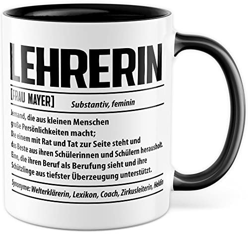 Lehrerin Tasse personalisiert, Geschenk für Lehrerin lustig eigener Name Definition Geschenkidee Beruf Abschied abschiedsgeschenk Kaffee-Becher