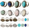 SUNNYCLUE 16 Stück DIY 8 Sätze Ringlünetten Rohlinge Natursteine Cabochons Antik Stil Verstellbarer Fingerring Rohling Komponenten Edelsteine Ringe Herstellungsset Ovaler Runder Flacher Cabochon Für S