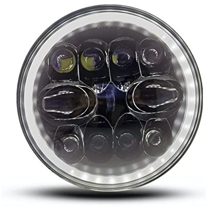 POCHY Motorrad Scheinwerfer Für Lada Niva 4X4 Offroad Schwarz 60 W Full Halo 7 Zoll Scheinwerfer DRL Blinker Refit Motorradscheinwerfer