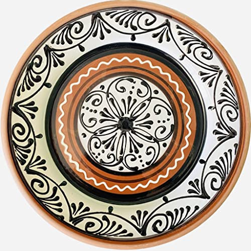 plato decorativo para colgar/plato ceramica/blanco-negro/decoracion/ 26x4 cm