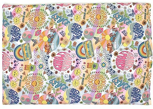 GIRAFFENLAND Bio-Bio Körnerkissen 30 x 20 cm, Bio Füllung & Bio Stoff Flower-Power - Körner Wärmekissen für Mikrowelle und Backofen - 30x20cm, Bio-Weizen-Roggen 800g