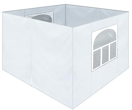 CLIPOP Paneles laterales para cenador, 4 paneles laterales de repuesto para toldo de 2 x 2 m, cortinas resistentes al agua con 2 ventanas y 2 cremalleras