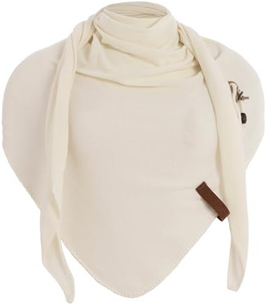 KNIT FACTORY - Lola Dreieckstuch - Fein Gestrickter Damen Schal - Tuch Schal - Für Frühling und Sommer - Baumwollmix - Wollweiß - 190x85 cm