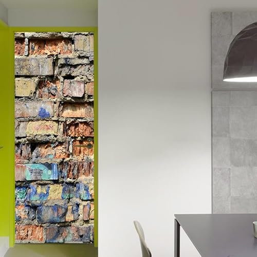 Türaufkleber 3D Ziegelwand Selbstklebend Türtapete Moderne PVC TürPoster Abnehmbar Türfolie Poster Stickers für Schlafzimmer Wohnzimmer Küche, 44x200cmx2pcs