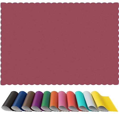 Paper Placemats - Disposable - Scalloped Edge (Burgundy, 50)